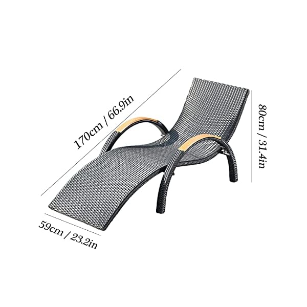 Patio Chaise Lounge Chair, Garden Sun Loungers with Curved Design Modern Outdoor Pool Chairs Ideal for Lawn Beach Poolside Deck Sunbathing,B - Image 9