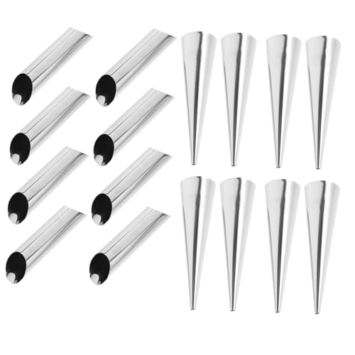 OUNONA 16Pcs Stainless Steel Croissant Horn Shaped Baking Tubes for Puff Pastry Reusable Easy to Clean for Home Professional Baking