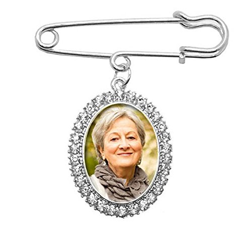 Simple Wedding Bouquet Boutonniere Rhinestone Photo Charm Pin Brooch Gift