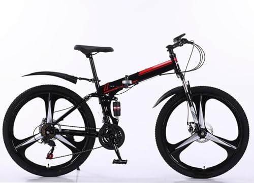 Bicicleta Plegable portátil de 26 Pulgadas para Adultos, Bicicleta de montaña Plegable, Bicicleta Urbana Plegable con Marco de Acero de Alto Carbono, D, 26 Pulgadas