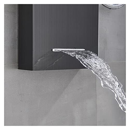 Shower Panel Tower Luxury Black Led Light Shower Faucet Bathroom Spa Massage Jet Shower Column System Waterfall Rain Shower Panel Bidet Sprayer Tap Led Shower Column Stainless Steel Brushed ( Color : #TOP6