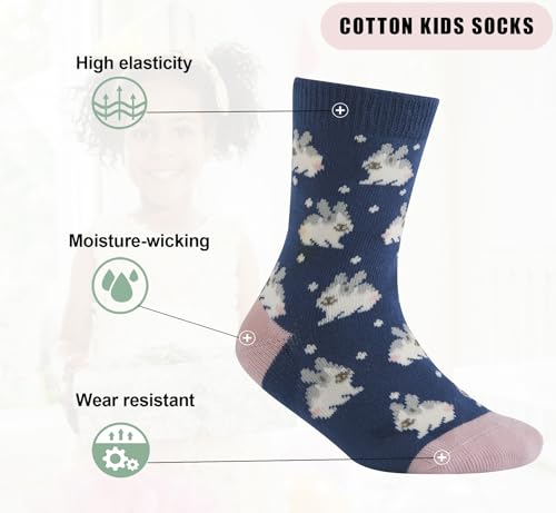 CHUNG Toddler Little Girls Crew Socks Cotton Colorful Sports Casual Daily Fun Cute Animal Pupil Students School Back3