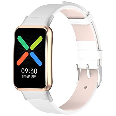 Tiggo Compatible with Oppo Free Watch Watchband, Replace the strap, Soft Leather Strap Wristband Metal Clasp WatchBand for Oppo Free Watch Strap Accessories (White) Cover