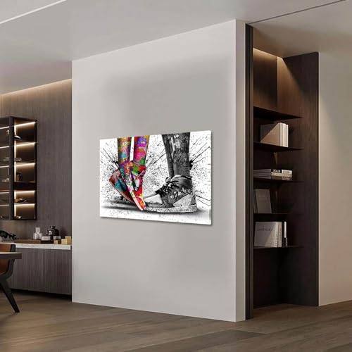 アートパネル スニーカー ストリート グラフティ W40cm H30cm アートフレーム 絵画 キャンバス 額付き ウォールアート ポップアート モダンアート 壁掛け インテリア 装飾 [3]