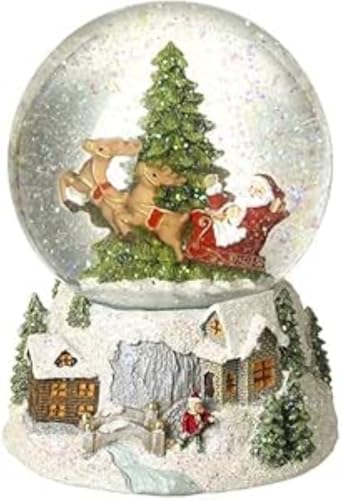 Heaven Sends Schneekugel mit Weihnachtsmann-Schlitten, 13 x 13 x 17,1...