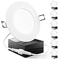 Sunco 6 Pack 4 Inch LED Recessed Lights, Slim Canless Ceiling Lighting, 650 LM, 10W (60W Equivalent), 6000K Daylight Deluxe, Dimmable, Wafer Thin, Ultra Thin with Junction Box ETL