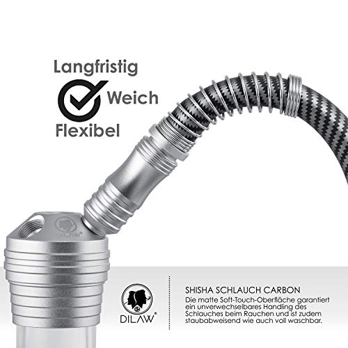 DILAW® Shisha Carbon Silikonschlauch Set mit Alu Mundstück inkl. 10 x Hygienemundstücke + Schlauchhalter… – Bild 8