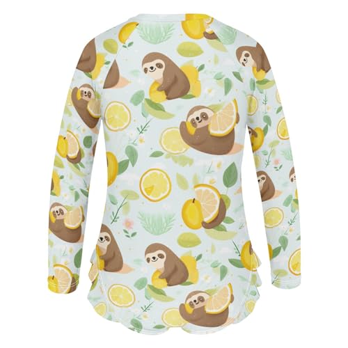 Cute Sloth Lemon Girls Long Sleeve One-Piece Swimsuit UV Protection Swimwear Bathing Suit 208519183