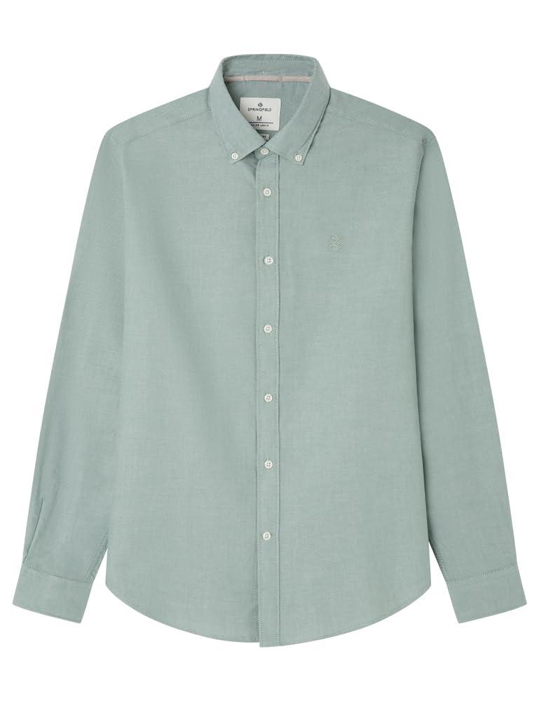 SPRINGFIELD Tencel Melange Oxford Shirt with Peach, Khaki, S