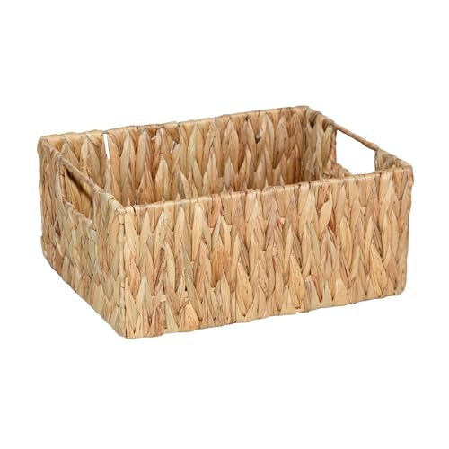 Woven Water Hyacinth Organiser Storage Baskets Wicker Hamper Basket With handles Gift Toys Bathroom Basket (Small)