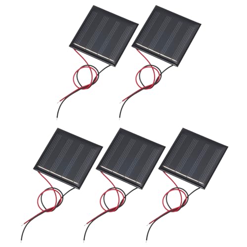 QUARKZMAN 5 Stück 0.32W 2V 160mA Mini Solarpanel, 50x50mm Mikro Zellen Sonnenkollektor Polykristallines Solarpanel mit 2 Kable für Sonnenenergie DIY Spielzeug Akku-Ladegerät