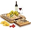 Bamboo Cheese Board Set: Large Charcuterie Boards Including 4 Stainless Steel Cheese Knife & Serving Tray – Mother’s Day…