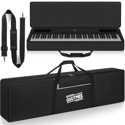 OUUTMEE Housse pour Clavier 88 Touches, Sac pour Clavier 88 Touches en Tissu Oxford 600D, Sac de Transport pour Clavier Piano Électrique 10MM Rembourré avec Poignées et Bandoulière Réglable (Noir)