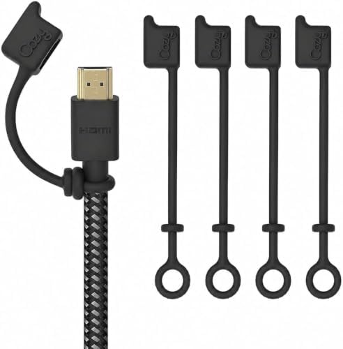 Cozy HDMI Caps for Cables and Cords, Dust and Oxidation Protection, Portable Travel Projector Adapter Cover, Black, 5-Pack