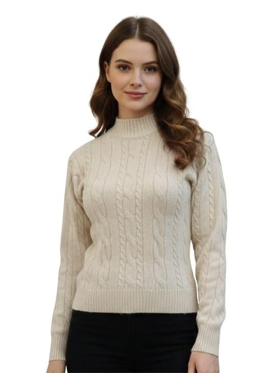 Women Self Design High Neck Full Sleeve Viscose Winter Sweater-image-35