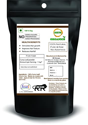 Image of DIETS ORGANICS Curry Leaves Powder,Karuvepillai Powder For Strong And Shiny Hair - 100 Gm