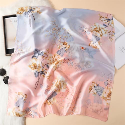 Image of Floral Printed Silk stole | silk Scarf for Women | stylish silk stole for women | Soft Lightweight Stole, Shawl & Neck Wrap | Scarf for Wedding, Party, Travel & Casual Wear