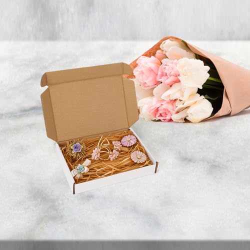 Image of RLAVBL 6x4x1 Shipping Boxes Set of 100, White Small Corrugated Cardboard Box, Mailer Box