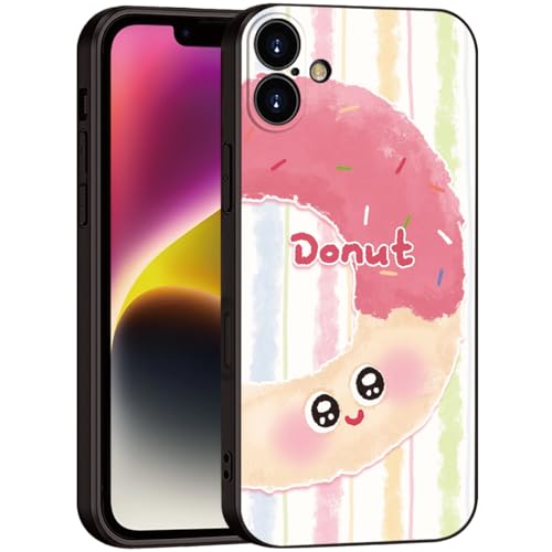 Donut Pattern Phone Case for iPhone 16 - Pink Frosting with Colorful Sprinkles, Soft Cute Protective Cover for Girls & Women (B1-Cartoon Cute Donut)