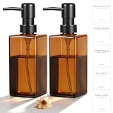 Hejo 2 Stück Seifenspender Glas Braun mit Pumpe, 350ml Pumpspender aus Glas, Seifenflasche mit...