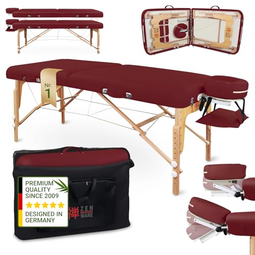 Lit de massage Zen Round Corner pliable et réglable en hauteur - table de massage mobile en bois...