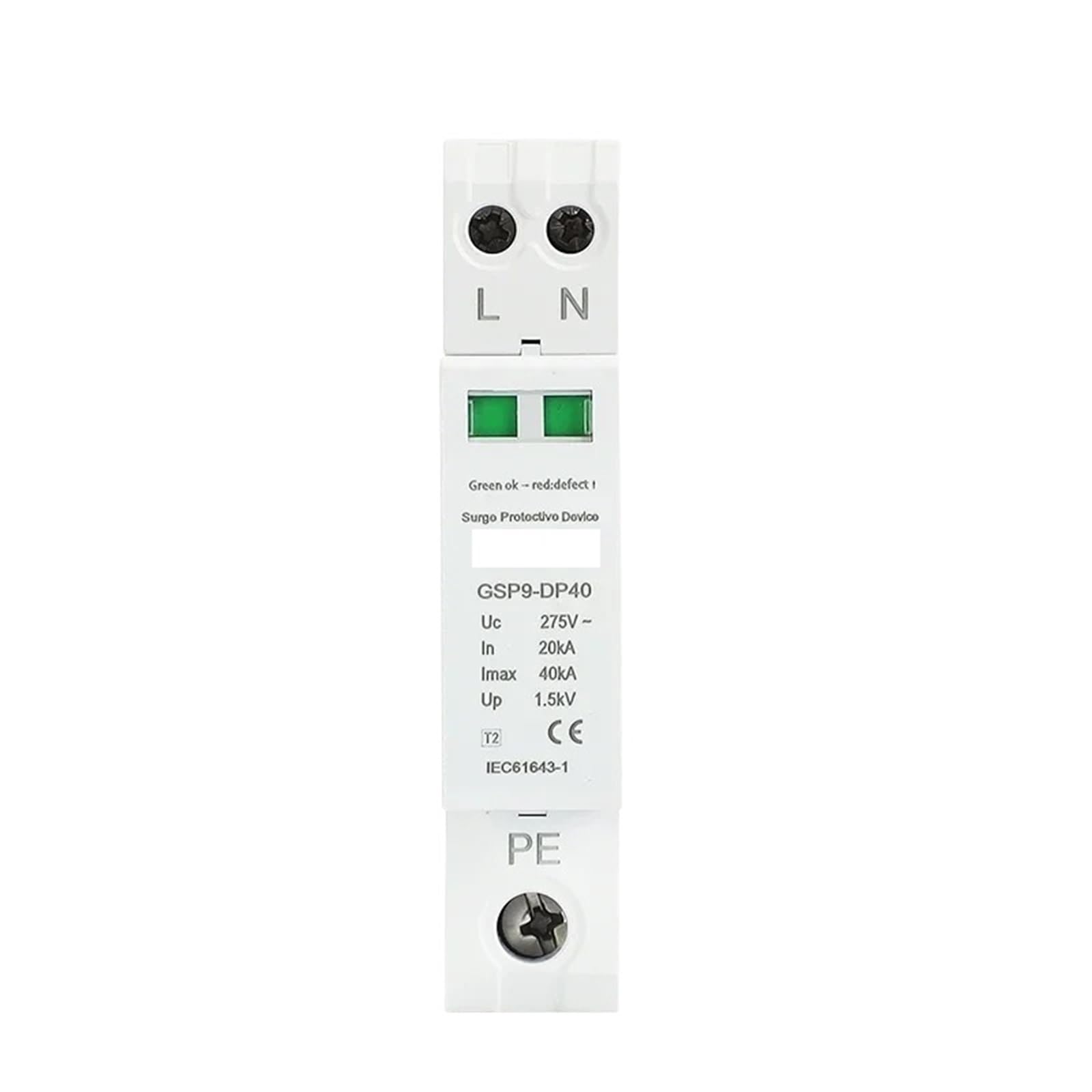 GSP9 1P + N 18mm SPD 20~40KA parafoudre Protection contre la foudre dispositif parafoudre basse tension AC275V SPD 1 pièces