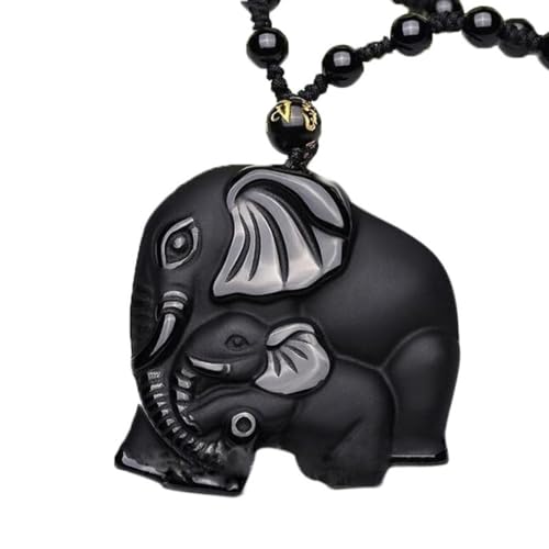 Pendentif porte-bonheur éléphant en pierre noire : l'amulette de protection homme