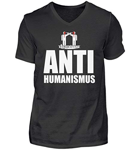 T-shirt anti-humanisme col en V homme noir pour vos soirées urbaines et cafés littéraires S