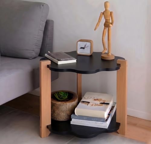 Image of Modern Flower Side Table, Home Decor for Living Room, Bed Side Tables for Bed Room, stools for Home, Furniture for Home, 2-Tier White Shelves