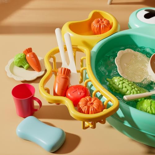 Fregadero de juegos con agua corriente que enseña tareas de cocina a niños 7