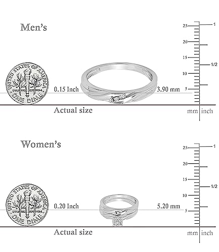 Dazzlingrock Collection 0.15 ctw Round White Diamond Halo Style Trio Ring Set in 925 Sterling Silver4