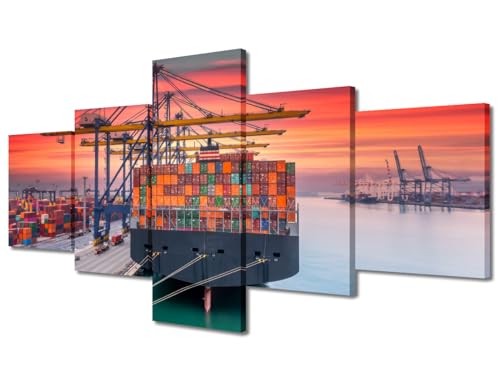 5 Pieces Cargo Container Ship Wall Art for Living Room