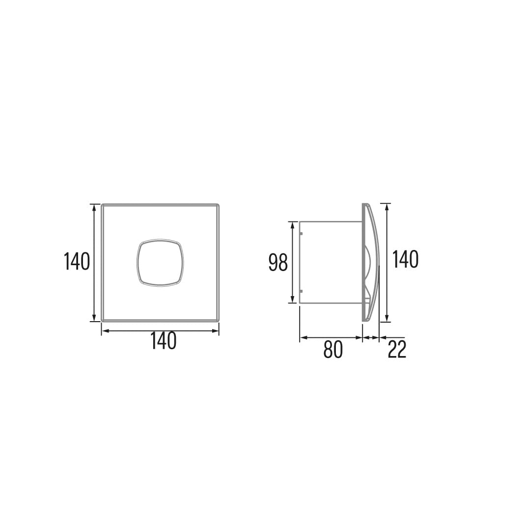 Cata Silentis LN 10 con Frontal Extraible sin Tornillos Protector Térmico Nivel Sonoro Mínimo de 30 db y Caudal Máximo de 90 m³/h Ancho 14 cm Potencia 12W Color Blanco