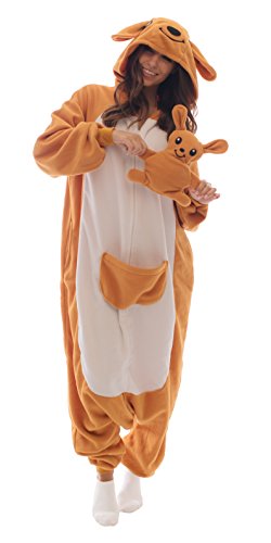 Adult Onesie Kangaroo Animal Pajamas Comfortable Costume with Zipper and Pockets (Small, Fleece)