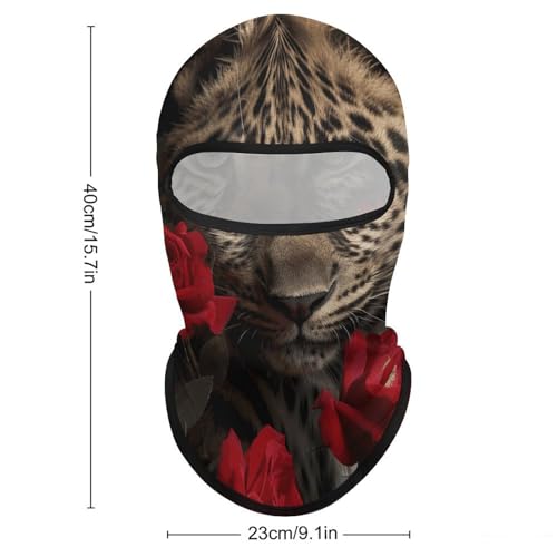 Balaclava para hombre, máscara para esquí y ciclismo, estampado de rosa y leopardo, cubreboca para invierno miniatura 2