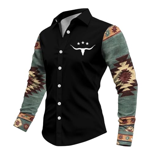 Generisch Camisa vikinga para hombre con impresión 3D de Odin Mythos, camisa de manga larga para primavera, otoño e invierno, chaqueta de camisa, cosplay, disfraz indio, motociclista, camisa, camisa