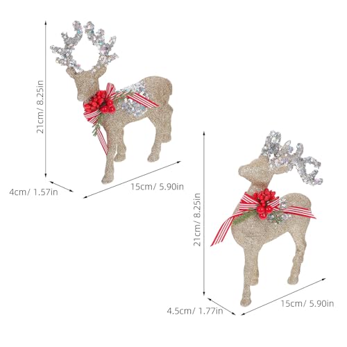 Figurines de Noël rennes peluchées compactes pour table et cheminée