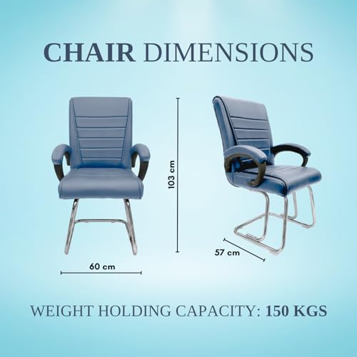 Image of activa Executive Office Visitor Chair | Ergonomic Relax Chair for Study, Home, Reception| Comfortable Cushioned Seat Back, Double Pipe Frame with Arm Rest Guest Seating (1, Grey, Regal)