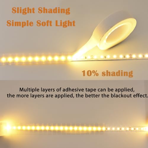 Image of Light Soften Tape 2 PCS 0.78inx29ft Led Light Strip Masking Tape Lighting Dimming Cover Sticker, White (White)