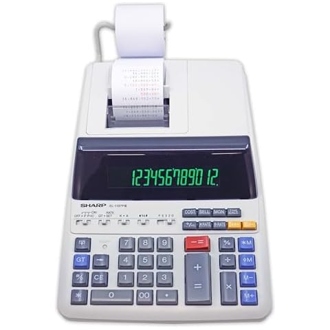 Sharp EL-1197PIII Heavy Duty Color Printing Calculator with Clock and Calendar Cover