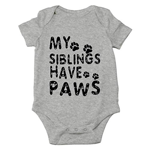 Image of AW Fashions My Siblings Have Paws Baby Bodysuit Cute Newborn Girl Outfits Coming Home Outfit Boy Romper