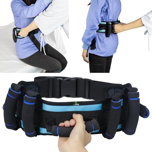 Gait Belt Transfer Belt with 7 Handles, Quick Release Buckle Lifting Belt for Seniors Medical...