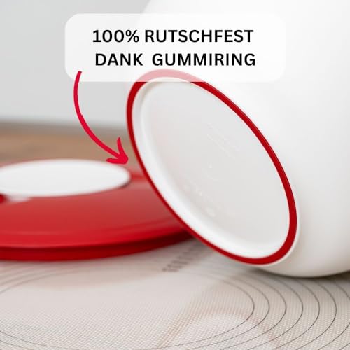 Foto von Westmark Rühr-/Backschüssel mit zweigeteiltem Deckel, 2,5 l, Mit Ausgießer, Kunststoff, Weiß/Rot, 3153227R