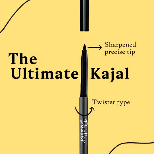 Dazller Kreamy Kajal - Pack of 2, Blackest Black, 15 Hour Stay, Water-Resistant, Smudge-Proof, Creamy Matte Finish - Image 3