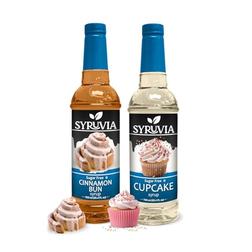 Syruvia Sugar-Free Cinnamon Bun & Cupcake Syrup - 25.4 fl oz Premium Coffee Flavoring Syrup. 0 Calories, Kosher, and Gluten-Free. Ideal for Drinks, Sodas, Shakes, Desserts, and More. - image 1