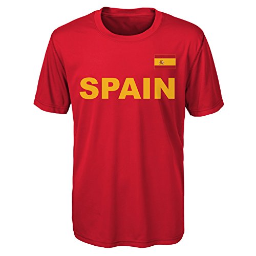 Outerstuff International Soccer Spain Love of Country Performance Short Sleeve Tee, X-Large (18), Red