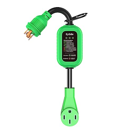 EyGde 4 Prong 30 Amp to 50 Amp RV Generator Adapter with Surge Protector - Patented NEMA L14-30P...