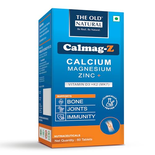 Image of Calmag-Z | Calcium, Magnesium, Zinc with Vitamin D3 + K2 (MK7) | 16 Ayurvedic Herbs | Supports Bone, Joint & Immunity | Clinically Tested | 120 Tablets (Pack of 2)