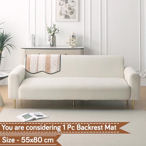 Image of HOKIPO Luxury Wavy Sofa Backrest Cover Mat 55x80 cm | Pack of 1 Anti Slip Backrest Mat, Desert Brown (AR-6218-BR)