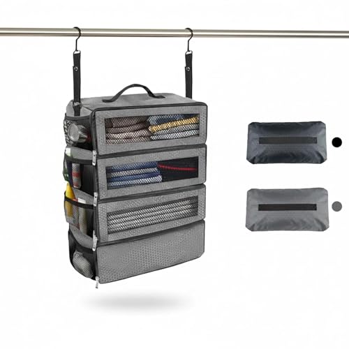 GearFun 4�i �݂艺�� ���[ �܂肽���݃t�b�N�t���o�b�O���[���b�N �N���[�[�b�g �ߗރ��b�N ���[ ���s �o�� �ȃX�y�[�X ���t���₷�� �h���E�h�J�r �ʋC�����b�V���|�P�b�g �ω׏d5KG (�D�F)